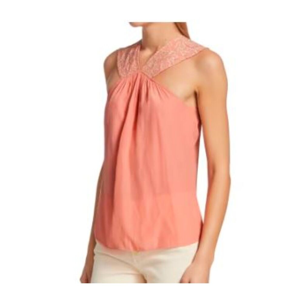 Ramy Brook Darby Embriodered Tank Top Coral Peach NWT 295 Sz S - Picture 3 of 13